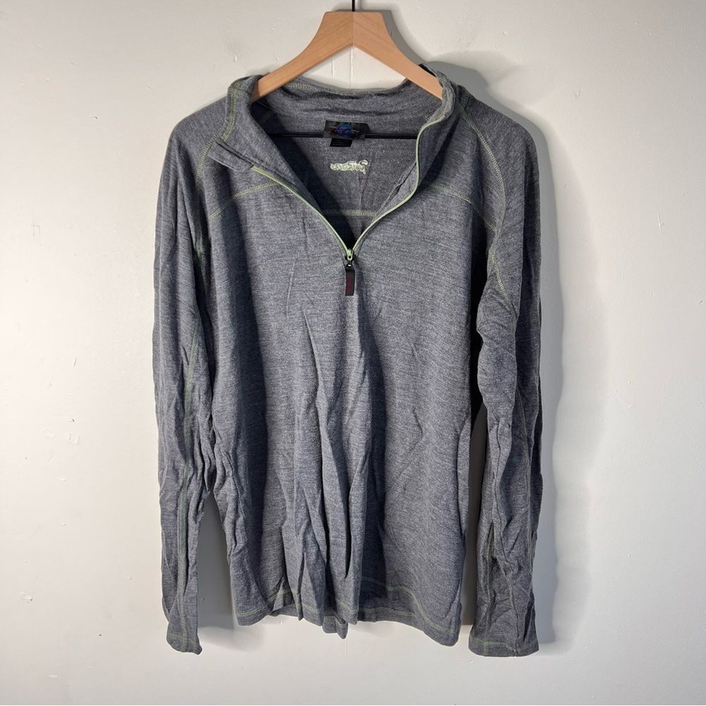 Men's Wool Quarter Zip-Up Sweatshirt in Gray Rail Riders size Large